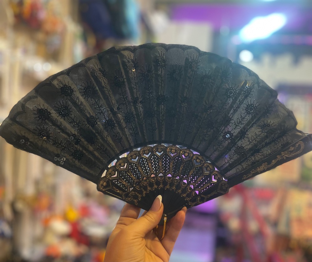 بادبزن پولکی مشکی