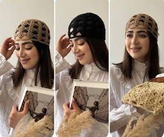 کلاه مکرومه (قلاب بافی) دستبافت